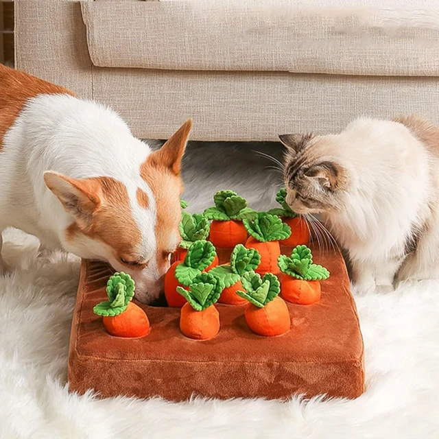 Main image of Carrot Dog Toy, Snuffle Mat for Dogs, Dog Puzzle Toy, 2 in 1 Non-Slip Nosework Feed Games, Pet Stress Relief with 12 Carrots