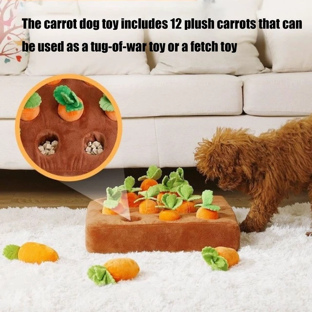 Alt view image 2 of 7 - Carrot Dog Toy, Snuffle Mat for Dogs, Dog Puzzle Toy, 2 in 1 Non-Slip Nosework Feed Games, Pet Stress Relief with 12 Carrots