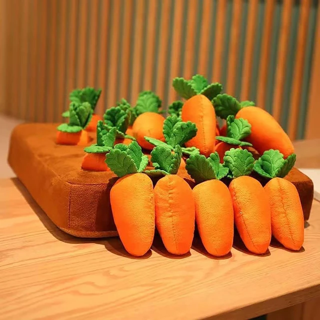 Alt view image 3 of 7 - Carrot Dog Toy, Snuffle Mat for Dogs, Dog Puzzle Toy, 2 in 1 Non-Slip Nosework Feed Games, Pet Stress Relief with 12 Carrots