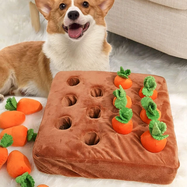 Alt view image 4 of 7 - Carrot Dog Toy, Snuffle Mat for Dogs, Dog Puzzle Toy, 2 in 1 Non-Slip Nosework Feed Games, Pet Stress Relief with 12 Carrots