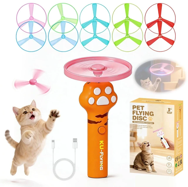Main image of Cat Fetch Toy Launcher,Interactive Cat Toy Rechargeable with 10 Flying Disc | Cat Toys for Indoor Cats,Flying Cat Toy Disc Launcher for Kitten Dog Playing,Hunting Tracking Toys for Outdoor Indoor