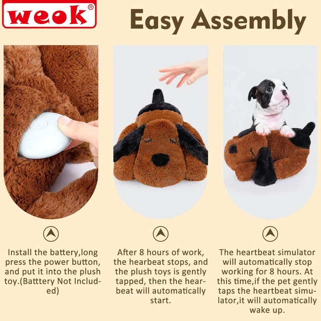 Alt view image 7 of 7 - Heartbeat Puppy for Dogs, Helps for Anxiety Relief and Calming, Stuffed Animal Anxiety Calming Behavioral Puppy Heartbeat Toy Sleep aid for Cats Petsfor Small Breeds