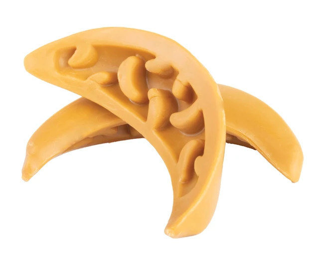 Alt view image 6 of 7 - Lasting Dog Chew, Banana Flavor, Plant Based, 8 oz Bags, 6 Pack | Real fruit chew for medium and large breeds; wobble play and lick-mat grooves; no wheat, corn, soy or artificial ingredients