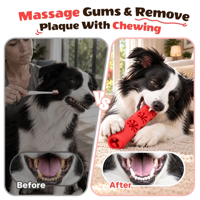 Alt view image 2 of 7 - Dog Chew Toy for Large Dogs, Teeth Cleaning Toys to Keep Them Busy | Dog Dental Chew Toy | Fill with Treats & Snacks to Keep Dogs Busy & Engaged at Playtime | for 20-80 Lb Dogs | Natural Rubber
