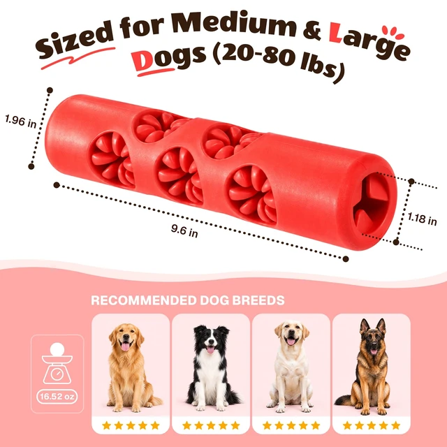 Alt view image 6 of 7 - Dog Chew Toy for Large Dogs, Teeth Cleaning Toys to Keep Them Busy | Dog Dental Chew Toy | Fill with Treats & Snacks to Keep Dogs Busy & Engaged at Playtime | for 20-80 Lb Dogs | Natural Rubber