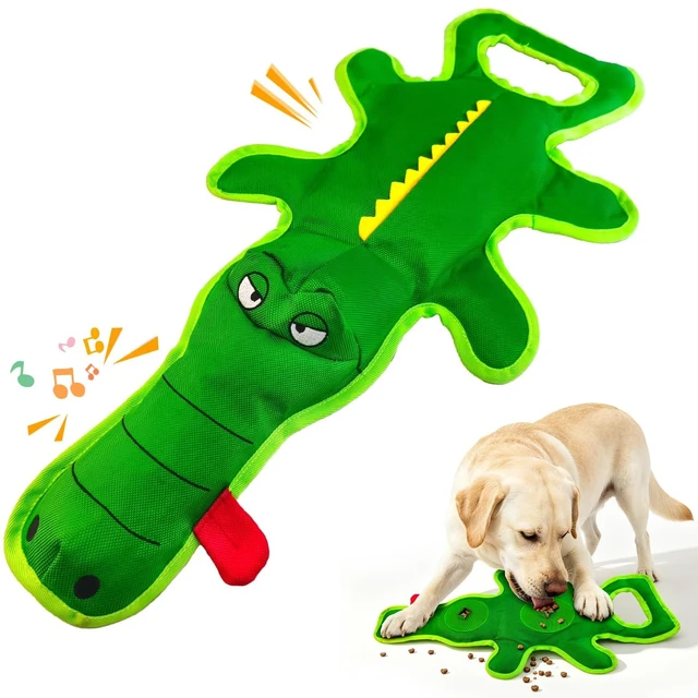 Main image of Dog Toys for Aggressive Chewers, Squeaky Toys for Medium Large Dogs | 23.6inch heavyduty canvas dog chew toy, tough alligator interactive tugofwar for boredom relief, indoor & outdoor use