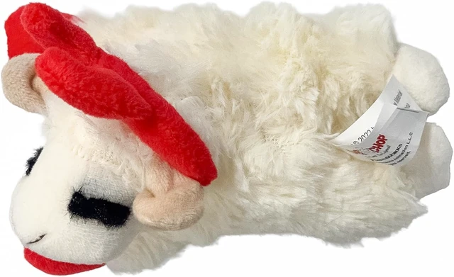 Alt view image 5 of 5 - Lamb Chop Dog Plush Toy with Santa Hat - Squeaky Toy | For All Dogs, Extra Soft Plush Stuffed Animal Toy For Cuddling And Playing, Cute Pet Toy 6 Cream