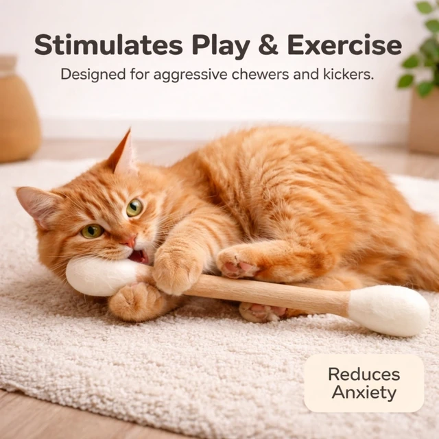 Alt view image 4 of 7 - Giant Swab Cat Toy with Catnip 1 Pc (17 in / 42 cm) | Extra Long Durable Chew Toy for Large Cats, Aggressive Chewers & Small Dogs | Interactive, Catnip Filled for Play & Anxiety Relief
