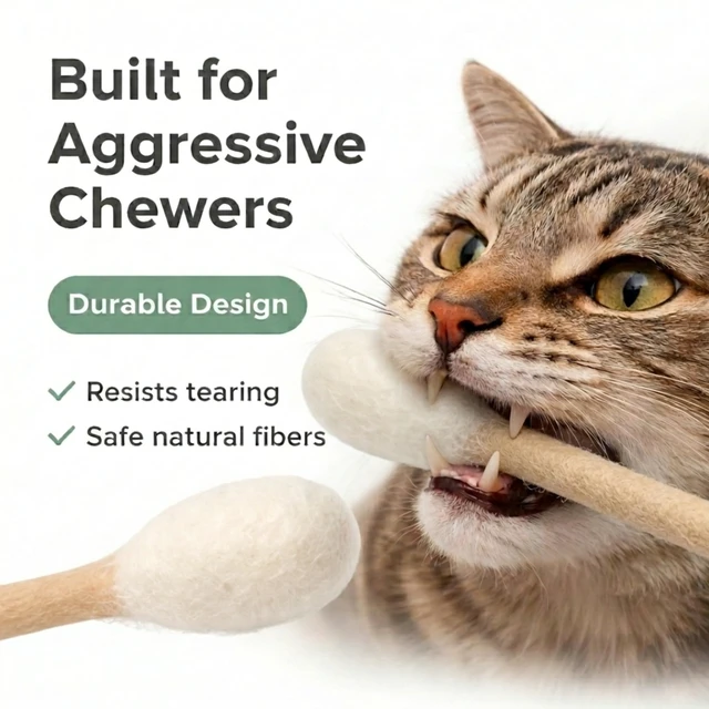 Alt view image 7 of 7 - Giant Swab Cat Toy with Catnip 1 Pc (17 in / 42 cm) | Extra Long Durable Chew Toy for Large Cats, Aggressive Chewers & Small Dogs | Interactive, Catnip Filled for Play & Anxiety Relief