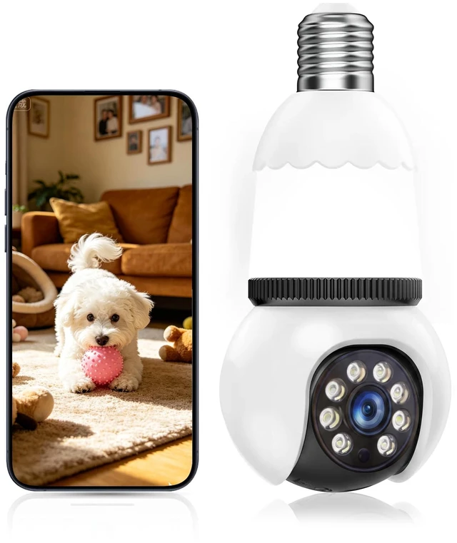 Main image of E27 Light Bulb Security Camera,HD Wireless WiFi Home Camera | 355° Pan/Tilt Surveillance Camera with Auto Motion Tracking, Two-Way Audio, Full-Color Night Vision, Easy Installation