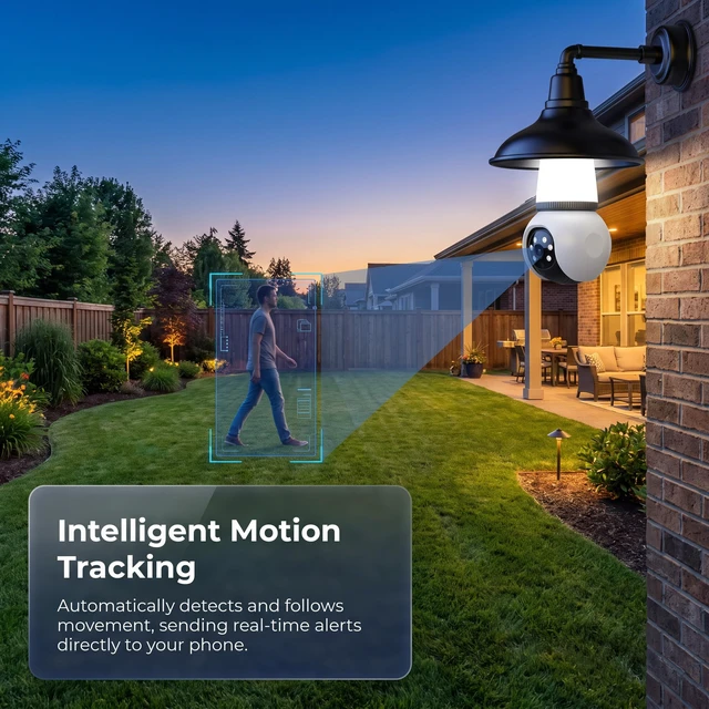 Alt view image 5 of 6 - E27 Light Bulb Security Camera,HD Wireless WiFi Home Camera | 355° Pan/Tilt Surveillance Camera with Auto Motion Tracking, Two-Way Audio, Full-Color Night Vision, Easy Installation