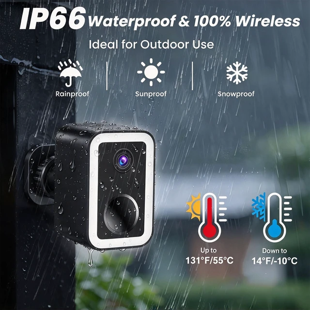 Alt view image 5 of 7 - 2K Security Cameras Wireless Outdoor Weatherproof IP66,Color Night Vision,AI Motion Detection & Spotlight Siren Alarm,2-Way Audio Battery Powered Outside Cameras for Home Security(2 Pack)