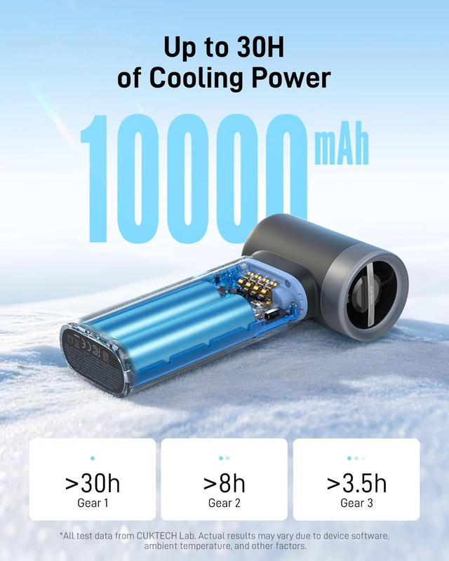 Alt view image 4 of 7 - 2-in-1 Portable Handheld Fan, 30H Max Cooling, 10000mAh Power Bank | 3 Gear Turbo High Speed, 33W Fast Charging with USB-C Port, Compact for Travel, Cruise, Concerts, Trendy Gifts for Women Men