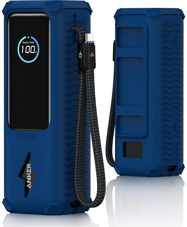 Main image of Silicone Case for Anker Power Bank (25,000mAh/165W) - Shockproof Drop-Resistant, Built-in Cable Storage | Non-Slip Grip, Hidden Dust Plug Protective Cover for Anker Power Bank 165w