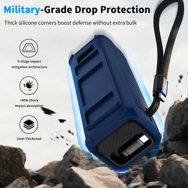 Alt view image 2 of 6 - Silicone Case for Anker Power Bank (25,000mAh/165W) - Shockproof Drop-Resistant, Built-in Cable Storage | Non-Slip Grip, Hidden Dust Plug Protective Cover for Anker Power Bank 165w