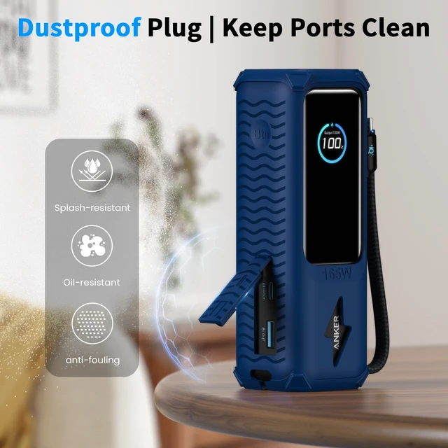 Alt view image 5 of 6 - Silicone Case for Anker Power Bank (25,000mAh/165W) - Shockproof Drop-Resistant, Built-in Cable Storage | Non-Slip Grip, Hidden Dust Plug Protective Cover for Anker Power Bank 165w