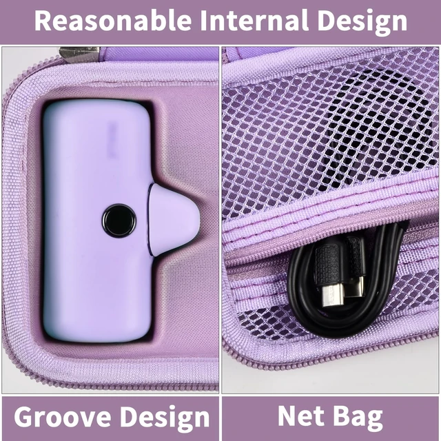 Alt view image 3 of 7 - Portable Charger Power Bank Case for iWalk, Hold 2 Battery Pack, Box Only | For Swyop/for Feob//for LanLuk/for VEGER/for Kuulaa and More, for Students/Commuters/Travelers/Hikers, Gym/Office, Purple