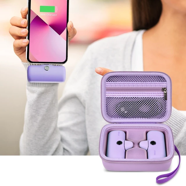 Alt view image 6 of 7 - Portable Charger Power Bank Case for iWalk, Hold 2 Battery Pack, Box Only | For Swyop/for Feob//for LanLuk/for VEGER/for Kuulaa and More, for Students/Commuters/Travelers/Hikers, Gym/Office, Purple