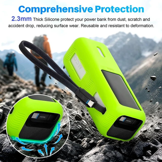 Alt view image 6 of 7 - Luminous Green Silicone Case for Anker Laptop Power Bank (25,000mAh 165W) | Portable Charger Protective Sleeve for Anker Power Bank 165w Heat Dissipation Shockproof Display Protection (Glow Green)