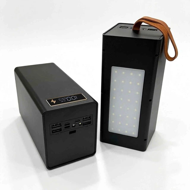 Main image of Portable 40x18650 Battery Storage Box Power Case Box with Quick Charging and MultiProtection Features 4 USB Ports, LED Headlight Function, Multi-Charging Ports, DIY Shell Box (Black)