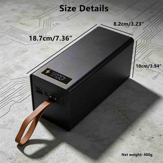 Alt view image 6 of 7 - Portable 40x18650 Battery Storage Box Power Case Box with Quick Charging and MultiProtection Features 4 USB Ports, LED Headlight Function, Multi-Charging Ports, DIY Shell Box (Black)
