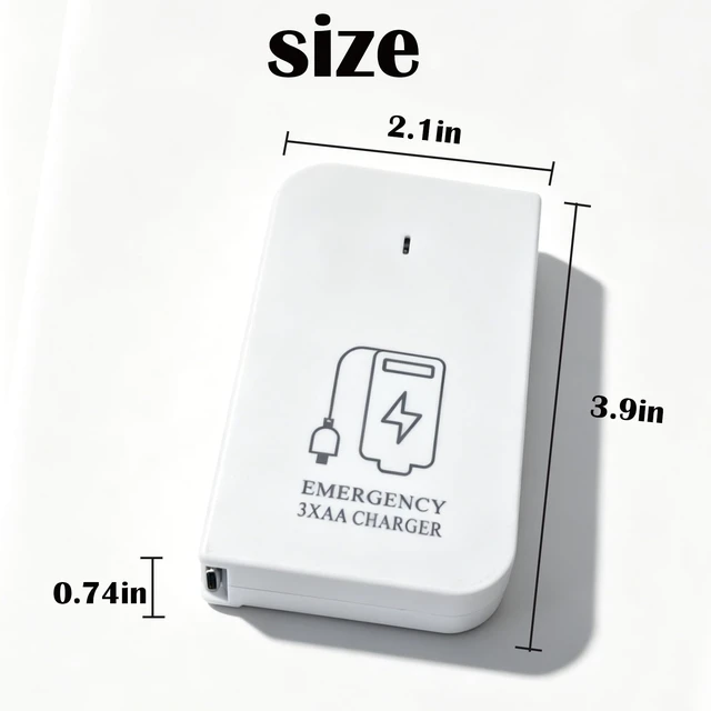 Alt view image 2 of 6 - 3 AA Battery Operated Phone Charger EmergencyWhite | USB Battery Powered Power Bank Portable Batteries Powered Outlet