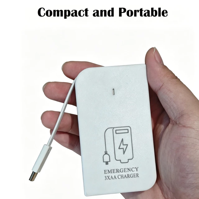 Alt view image 4 of 6 - 3 AA Battery Operated Phone Charger EmergencyWhite | USB Battery Powered Power Bank Portable Batteries Powered Outlet