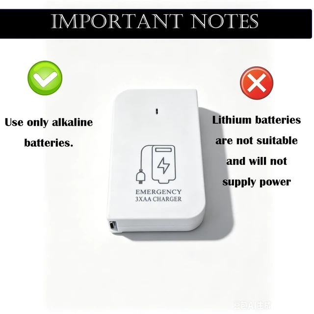 Alt view image 5 of 6 - 3 AA Battery Operated Phone Charger EmergencyWhite | USB Battery Powered Power Bank Portable Batteries Powered Outlet