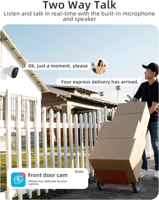 Alt view image 3 of 6 - 2pcs 2K Security Cameras Wireless Outdoor Battery Powered, 5G/2.4G | Camera for Home Security with Motion Detection,Siren, Color Night Vision,2-Way Talk, IP65, Cloud/SD, Works w/Alexa