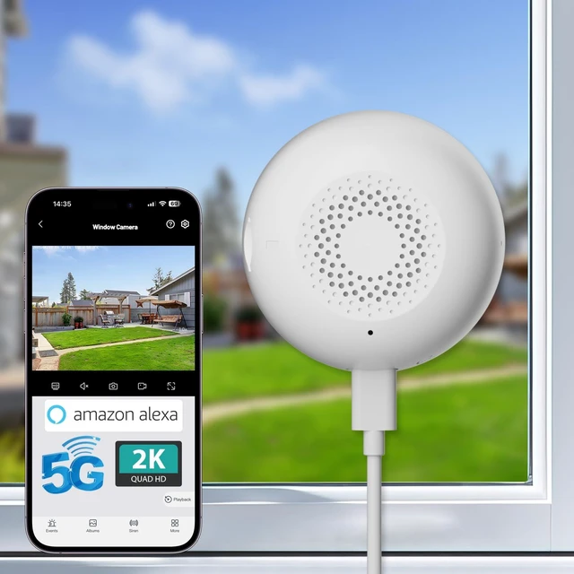 Main image of 2K Window Camera, 5GHz & 2.4GHz WiFi Indoor Dome Camera for Home Security with Full Color Night Vision, Human/Motion Detection, Real-Time Alerts, 24/7 Recording, 2-Way Audio, Alexa Support.