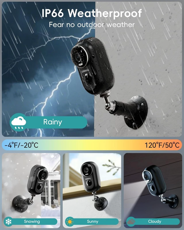 Alt view image 4 of 7 - 2K Magnetic Security Cameras Wireless Outdoor, No-Drill, 2 Packs | No-Drill Installation, Battery Powered, 2.4G WiFi, 3MP Color Night Vision, 130° Angle View, 2-Way Talk, AI Detection, Alexa