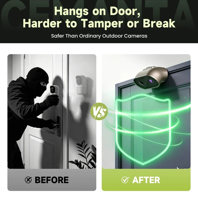 Alt view image 5 of 7 - 2K Indoor/Outdoor Security Camera, Wireless Doorcam | Free Cloud Storage,2.4G/5Ghz WiFi, 2-Way Talk, AI Human Detection, Tamper-Proof, Compatible with Alexa