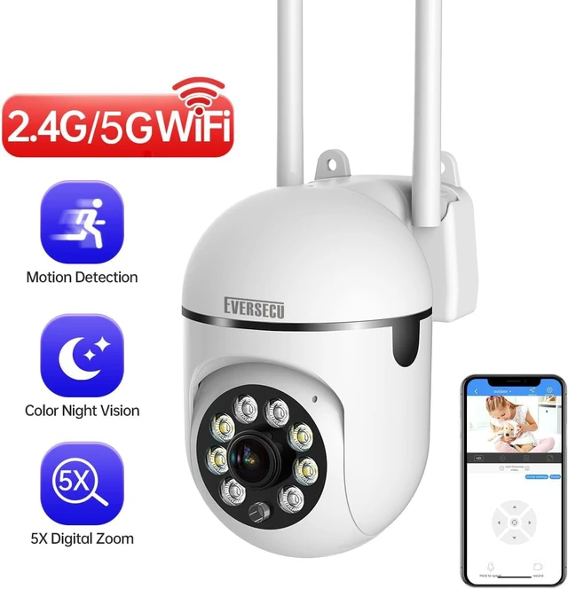Alt view image 3 of 7 - 1080P Outdoor WiFi PTZ Security Camera, 5G WiFi, Auto Tracking, 2 Way Audio, Spotlight Night Vision, Compatible with Alexa, SD Card & Cloud Storage, Support ONVIF&RTSP IP CCTV Camera(4pack)
