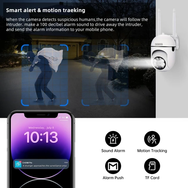Alt view image 7 of 7 - 1080P Outdoor WiFi PTZ Security Camera, 5G WiFi, Auto Tracking, 2 Way Audio, Spotlight Night Vision, Compatible with Alexa, SD Card & Cloud Storage, Support ONVIF&RTSP IP CCTV Camera(4pack)
