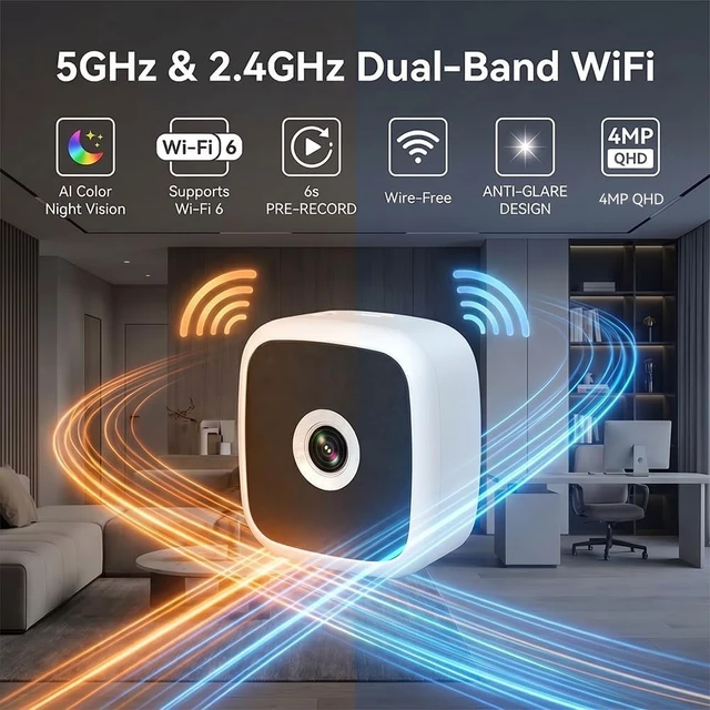 Alt view image 7 of 7 - 2.5K Window Camera Wireless 2Pack,6S Pre-Roll, Dual-Band 5G/2.4GHz WiFi Indoor Dome Cameras for Home Security, Anti-Glare Color Night Vision, AI Motion Detection, Magnetic No-Drill Setup