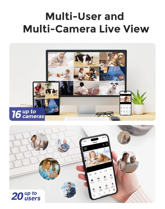 Alt view image 5 of 7 - 3K 5MP Indoor Pan/Tilt Security Camera with Auto-Focus(2pcs),Ideal for Baby Monitor/Pet Camera/Home Security,Starlight Color Night Vision,Human/Pet AI,Noise Reduction,US Cloud,Works with Alexa