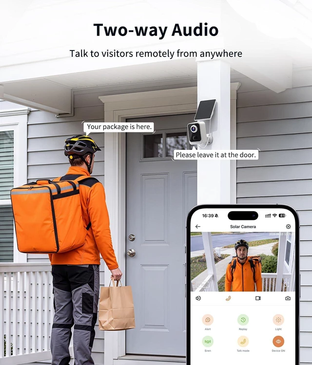 Alt view image 4 of 7 - 2K Security Camera Wireless Outdoor, WiFi Cameras for Home Security | Solar&Battery Powered, PIR/AI Motion Detection, Color Night Vision(Spotlight), 2-Way Audio, SD/Cloud Storage,IP66,Only 2.4GHz