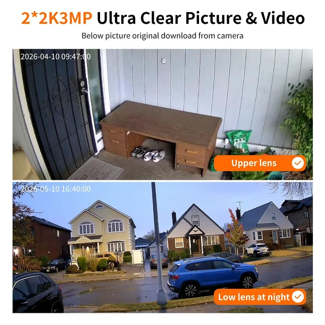 Alt view image 4 of 7 - Solar Camera Outdoor Wireless, Dual Lens Security Camera for Home & Farm, Light Alarm & Color Night Vision, Outdoor Camera Two-Way Audio (1 Pack)