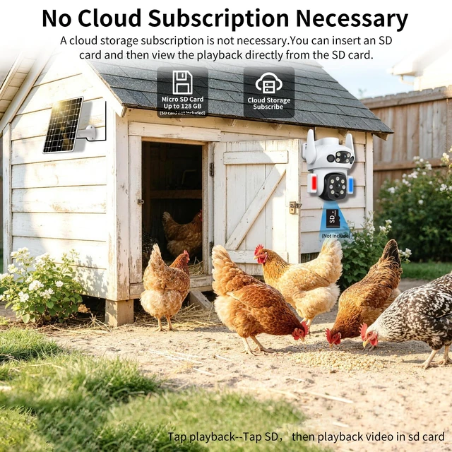 Alt view image 7 of 7 - Solar Camera Outdoor Wireless, Dual Lens Security Camera for Home & Farm, Light Alarm & Color Night Vision, Outdoor Camera Two-Way Audio (1 Pack)