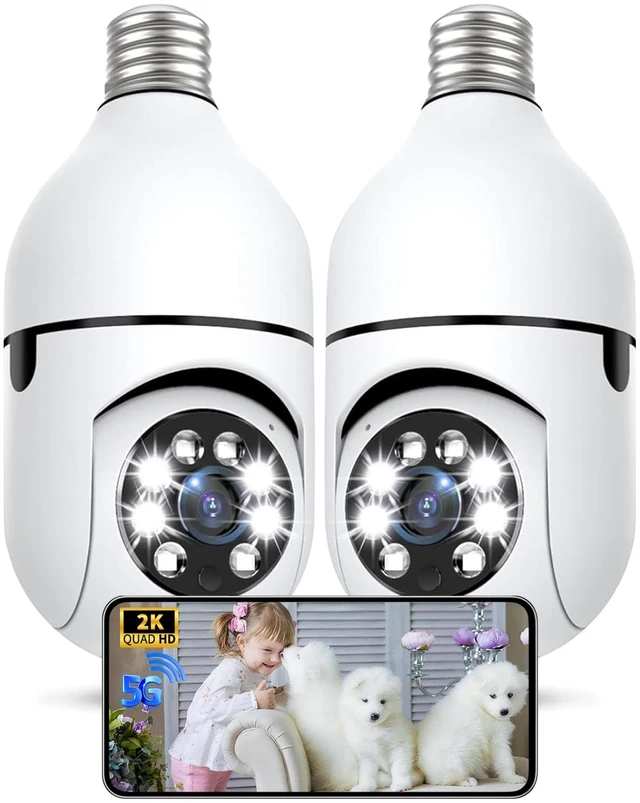 Main image of Light Bulb Security Camera Outdoor, 2K 5GHz & 2.4GHz WiFi Bulb Cameras for Home Security, 360° PTZ Wireless Cam with AI Human Detection, Color Night Vision, 2-Way Talk, Screw-in Light Socket