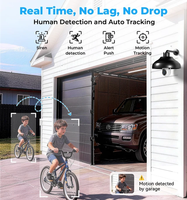 Alt view image 4 of 7 - Light Bulb Security Camera Outdoor, 2K 5GHz & 2.4GHz WiFi Bulb Cameras for Home Security, 360° PTZ Wireless Cam with AI Human Detection, Color Night Vision, 2-Way Talk, Screw-in Light Socket