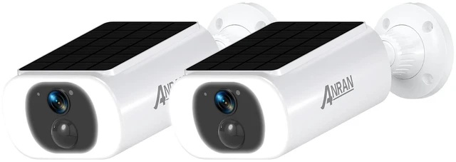 Main image of 2K Security Cameras Wireless Outdoor Integrated Solar Panel, 2 Pack | 2.4G WiFi Cameras for Home Security, 2-Way Audio, PIR Detection, 3MP Color Night Vision, Works with Alexa