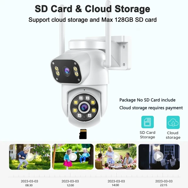 Alt view image 7 of 7 - Wireless Dual Lens Surveillance Security Camera Outdoor Indoor, 2.4GHz WiFi PTZ Camera for Home Security, Color Night Vision, Human Detection & AutoTracking, Two Way Audio, Waterproof, SD Slot