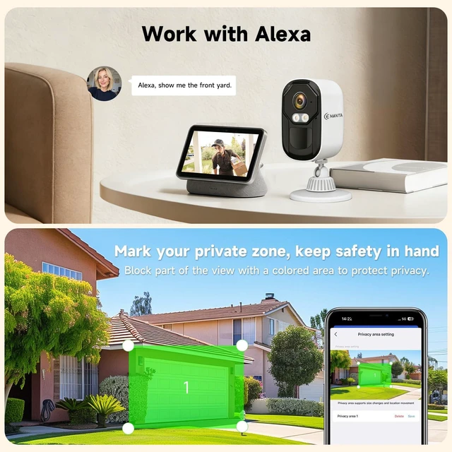 Alt view image 7 of 7 - 4MPSecurity Cameras Wireless Outdoor, Solar Powered-2 Pack | Free Cloud Storage, 2.4G/5G WiFi, AI Motion Detection with Spotlight,Color Night Vision, 2-Way Audio, Weatherproof