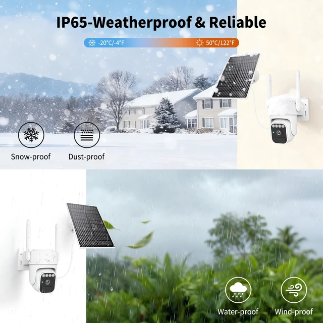 Alt view image 7 of 7 - Solar Camera Outdoor Wireless, 360° Wi-Fi Home Security Cameras | 5200mAh battery with solar panel,IP65 weatherproof,color night vision,motion detection tracking,2.4G Wi-Fi only,pan/tilt