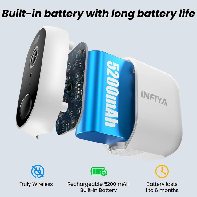 Alt view image 3 of 7 - 2K 3MP Security Cameras Wireless Outdoor, Battery Powered, 1Pack | AI Human Detection, White Light & Siren, Color Night Vision, 2-Way Talk, IP65 Waterproof, SD/Cloud Storage, 2.4Ghz WiFi only
