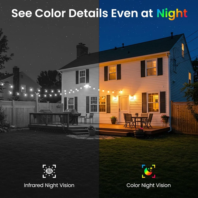 Alt view image 4 of 7 - 2K 3MP Security Cameras Wireless Outdoor, Battery Powered, 1Pack | AI Human Detection, White Light & Siren, Color Night Vision, 2-Way Talk, IP65 Waterproof, SD/Cloud Storage, 2.4Ghz WiFi only