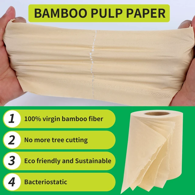 Alt view image 7 of 7 - Bamboo Toilet Paper, 4-Ply, 18 Rolls, 200 Sheets Per Roll, Total 3600 Sheets, Unbleached, Sustainable and Tree Free, Soft, Strong, Earth-Friendly