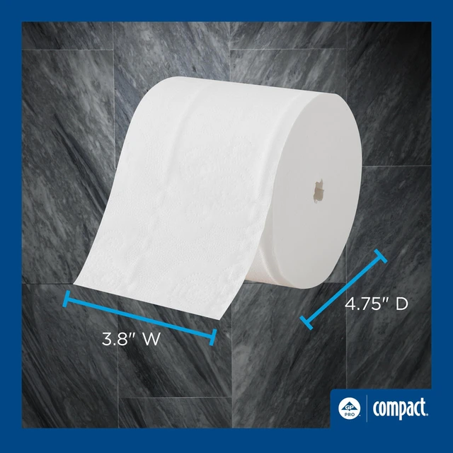 Alt view image 4 of 7 - Angel Soft Professional Series Compact Premium Embossed = 2-Ply High-Capacity Toilet Paper by GP PRO, White, 19371, 750 Sheets Per Roll, 36 Rolls Per Case