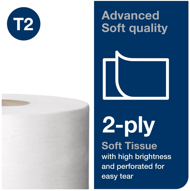 Alt view image 3 of 7 - Mini Jumbo Toilet Paper Roll White T2, Advanced, 2-Ply, 12 x 751', 12024402